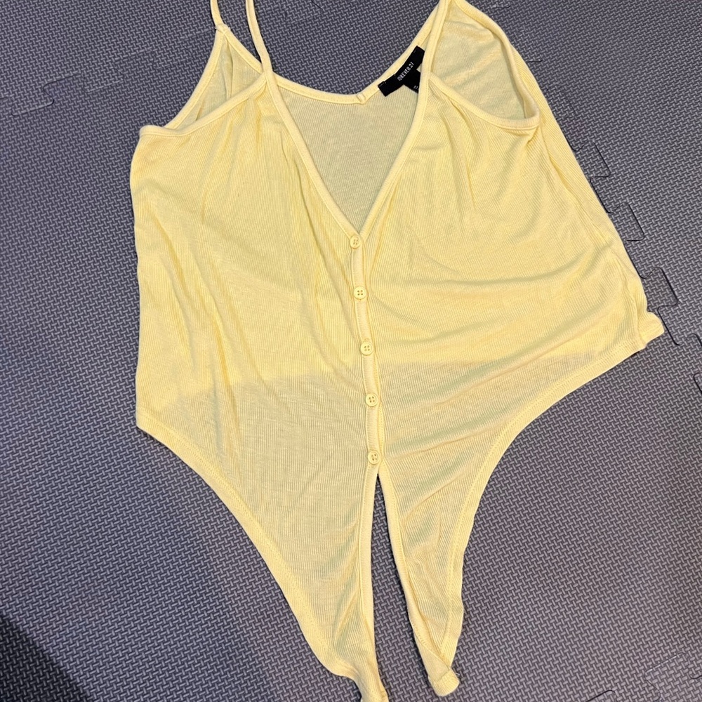 Forever 21 Yellow Button Crop Top